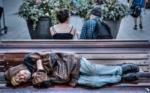 poor man sleeping